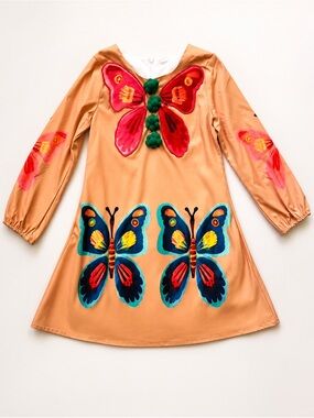 Butterfly Appliqué Girls Dress – Size 7Y